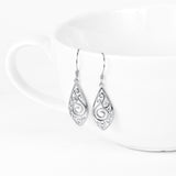 925 Sterling Silver Peacock Shape Elegant Drop Earrings