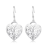 925 Sterling Silver Chinese Pattern Style Drop Earrings