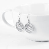 925 Sterling Silver Chinese Style Round Drop Earrings