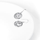 925 Sterling Silver Chinese Style Round Drop Earrings