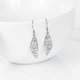 925 Sterling Silver Chinese Style Pattern Drop Earrngs