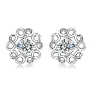 925 Sterling Silver Infinity Cubic Zircon Charm Studs For Women Girls