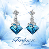 925 Sterling Silver Super Cool Blue Crystal Butterfly Drop Earrings