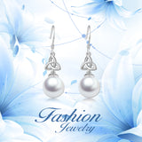 925 Sterling Silver Pearl Elegant Drop Earrings For Women Friends