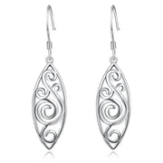 925 Sterling Silver Oval Peacock Drop Earrings