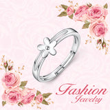 925 Sterling Silver Flower Hollow Nobel Ring