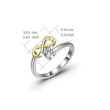 925 Sterling Silver Charm Two-Tone Crystal Ring