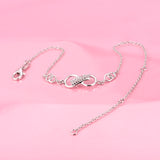 925 Sterling Silver Infinity Cubic Zircon Adjustable Chain Bracelet For Women