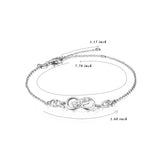 925 Sterling Silver Infinity Cubic Zircon Adjustable Chain Bracelet For Women