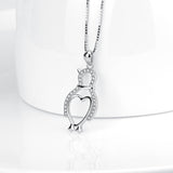 925 Sterling Silver Adorable Penguin Love Heart Necklace For Women