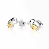 925 Sterling Silver Mom Baby Elephant Studs