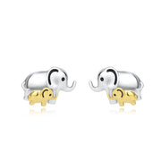 925 Sterling Silver Mom Baby Elephant Studs