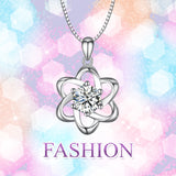 925 Sterling Silver Flower Jewels Good Luck Necklace