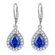 925 Sterling Silver Dewdrop Blue Crystal Drop Earrings