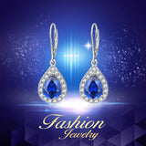 925 Sterling Silver Dewdrop Blue Crystal Drop Earrings