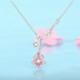 925 Sterling Silver Tree Branch Flower Zircon Necklace For Women