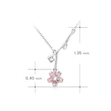 925 Sterling Silver Tree Branch Flower Zircon Necklace For Women