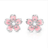 925 Sterling Silver Pink Flower Cubic Zircon Necklace