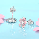 925 Sterling Silver Pink Flower Cubic Zircon Necklace