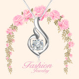 925 Sterling Silver Ribbon Shape Jewels Attract Necklace For Women Girls