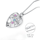 925 Sterling Silver Love Heart Tree Flower Crystal Lucky Neckalce