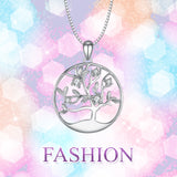 925 Sterling Silver Tree Fine Jewels Round Pendant Necklace