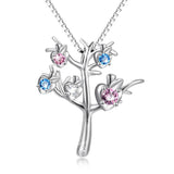 925 Sterling Silver Good Luck Birthstones Tree Necklace