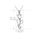 Sterling Silver Cute Cat Love Heart Jewelry Fashion Women Charm Necklace