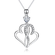 925 Sterling Silver Interwined Heart Jewelry Necklace