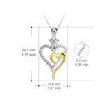 925 Sterling Silver Interwined Hearts Pendant Necklace