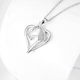 925 Sterling Silver Love Heart Lovely Horse Head Necklace