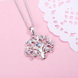 925 Sterling Silver Love Heart Tree Birthstones Pendant Necklace