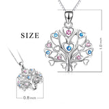 925 Sterling Silver Love Heart Tree Birthstones Pendant Necklace