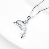 925 Sterling Silver Lovely Dolphin Jewelry Necklace