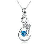 925 Sterling Silver Musical Note Dolphin Ocean Heart Pendant With Chain Necklace