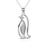 925 Sterling Silver Adorable Penguin Pendant With Adjustable Chain Necklace