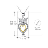 925 Sterling Silver Jewelry Adorable Standing Owl Love Heart Necklace