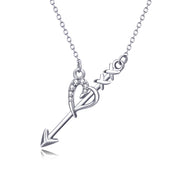 925 Sterling Silver Cupid arrow Love Heart Jewelry Necklace For Women Girls Friends