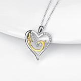 You Always In My Heart -925 Sterling Silver Love Heart With Inner Gold Pattern Necklace