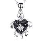 925 Sterling Silver Super Cool Mother Baby Turtule Necklace