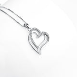 925 Sterling Silver Jewelry Love Heart Pendant With Adjustable Chain Necklace