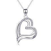 925 Sterling Silver Jewelry Love Heart Pendant With Adjustable Chain Necklace