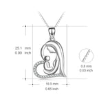 Maternal Love-925 Sterling Silver Mother Baby Love Heart Pendant Necklace