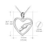 925 Sterling Silver Love Heart Charm Pendant with Chain for Women