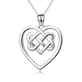 925 Sterling Silver Chinese Knot Love Heart Necklace