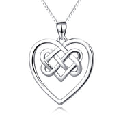 925 Sterling Silver Chinese Knot Love Heart Necklace