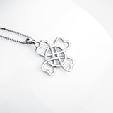 925 Sterling Silver Chinese Knot Pendant With Adjustable Chain Necklace