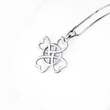 925 Sterling Silver Chinese Knot Pendant With Adjustable Chain Necklace