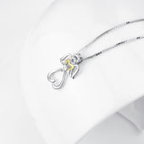 925 Sterling Silver Angel Wings Yellow Gold Love Heart Jewelry Necklace