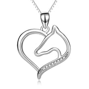 925 Sterling Silver Horse Love Heart Combined Jewels Necklace